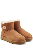 Ugg Australia Ugg Australia Shearling Lined Suede Boots With Button - Brown