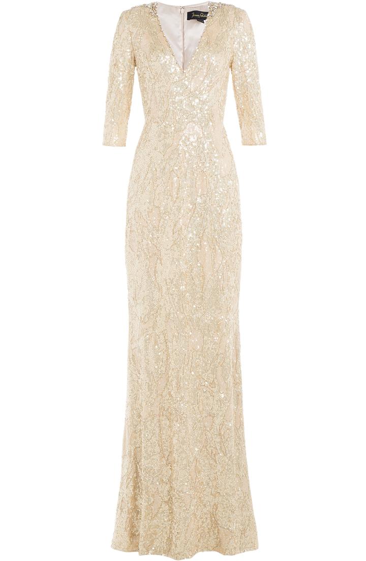 Jenny Packham Floor Length Sequin Gown
