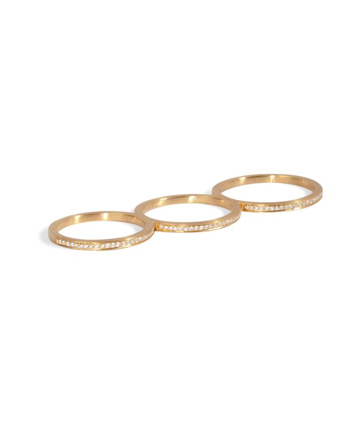 Sophie Bille Brahe Gold/diamond Rue De Diamant Triple Ring