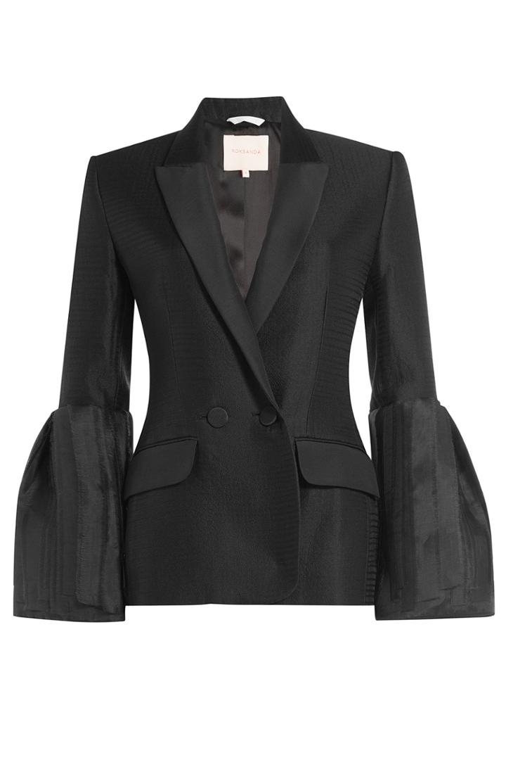 Roksanda Roksanda Silk-wool Jacket With Bell Sleeves - Black