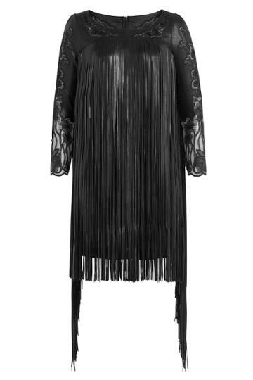 Jitrois Jitrois Fringed Leather Dress - Black