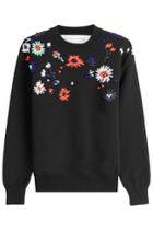 Victoria, Victoria Beckham Victoria, Victoria Beckham Embroidered Flower Sweater - Black