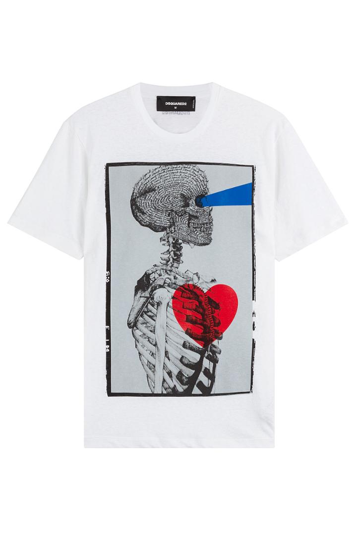 Dsquared2 Dsquared2 Cotton T-shirt With Skeleton Print - White