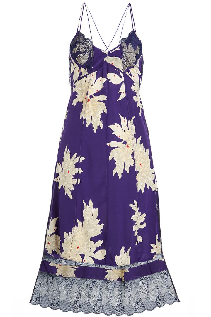 Zadig & Voltaire Zadig & Voltaire Roses Blossom Printed Silk Dress With Lace