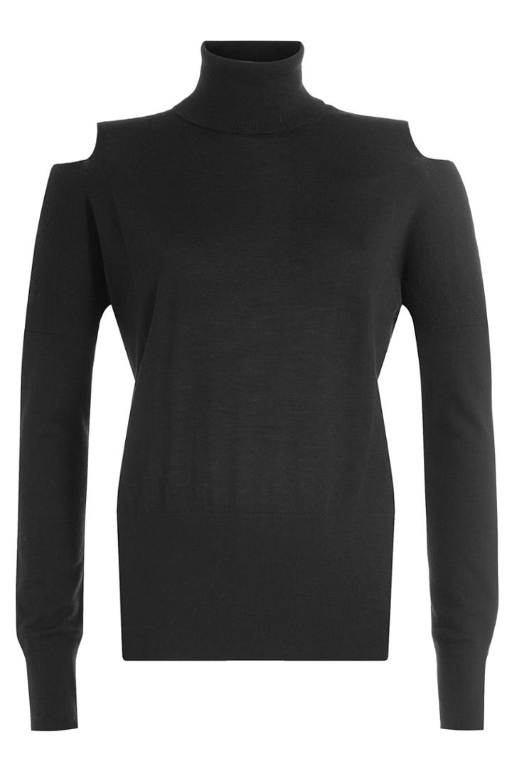 Vince Vince Wool Turtleneck Pullover With Cut-out Shoulders - Black