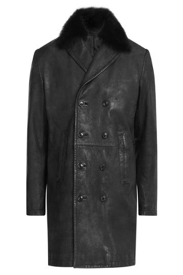 Baldessarini Baldessarini Leather Jacket With Fur Collar - Black