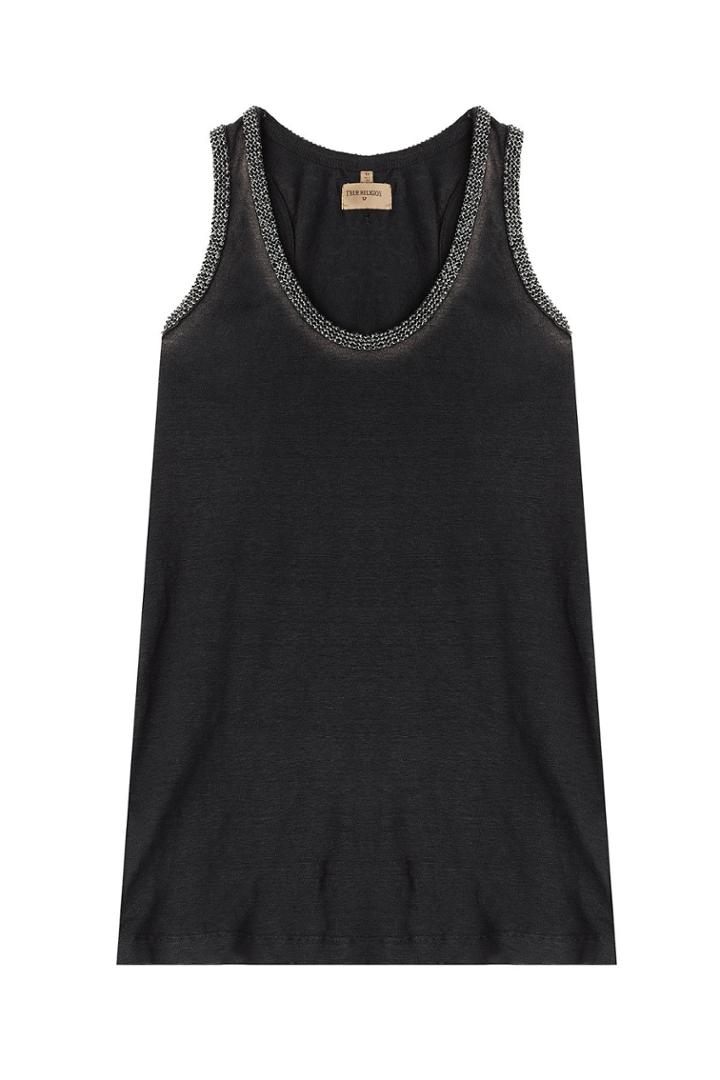 True Religion True Religion Embellished Linen Tank - Black