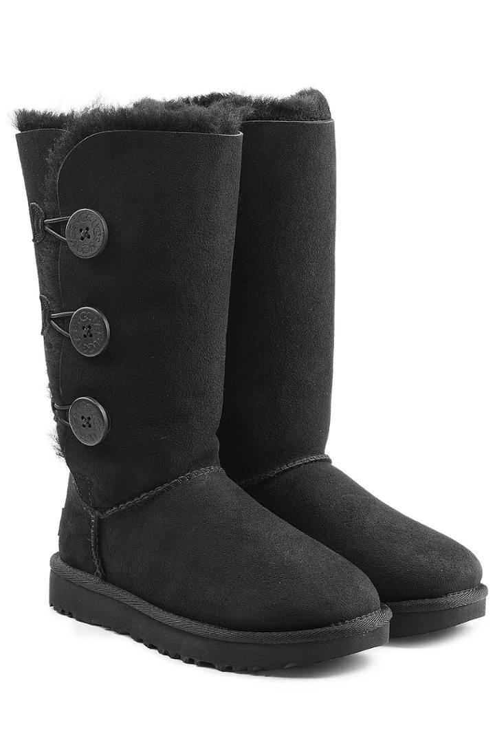 Ugg Australia Ugg Australia Bailey Button Triple Suede And Sheepskin Boots - Black