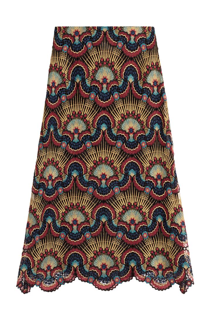 Valentino Valentino Embroidered Skirt With Metallic Thread