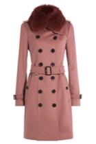 Burberry London Burberry London Wool Coat With Fox Fur Collar - Pink