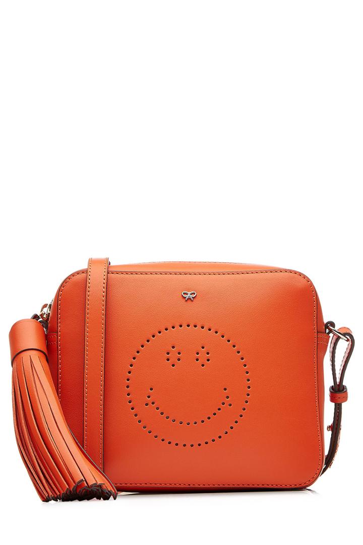 Anya Hindmarch Anya Hindmarch Smiley Cross Body Leather Shoulder Bag - Orange