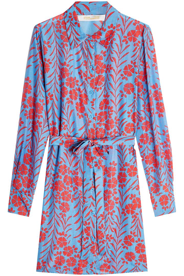 Diane Von Furstenberg Diane Von Furstenberg Printed Cotton Dress With Silk