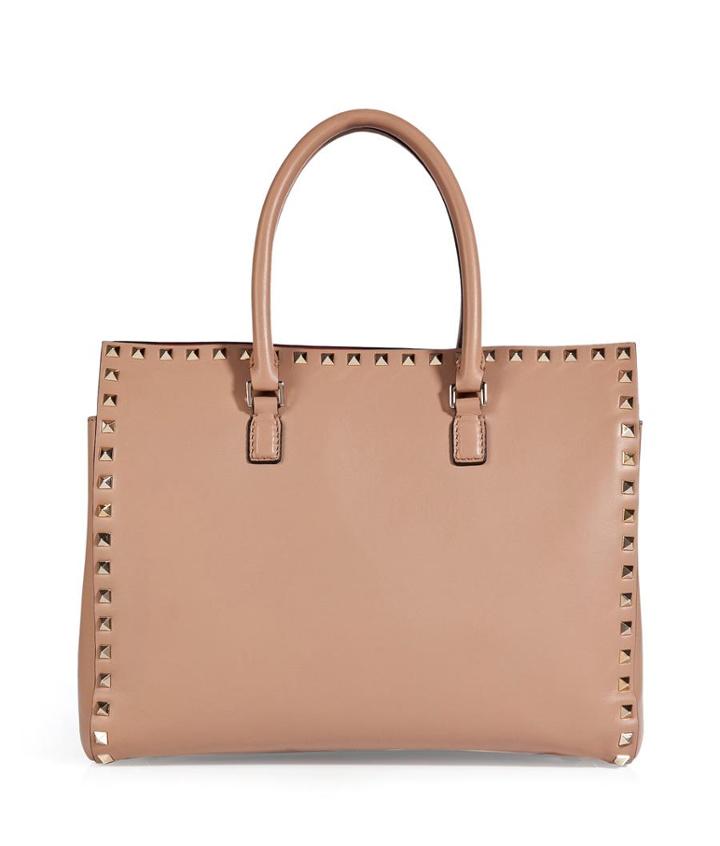 Valentino Leather Studded Shopper Tote
