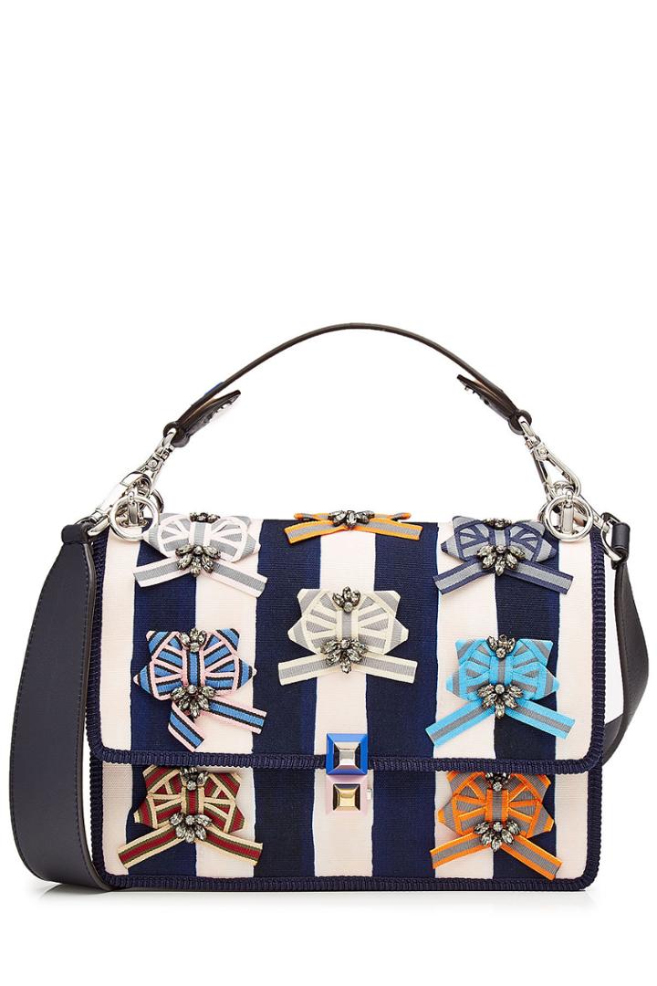 Fendi Fendi Kan I Embellished Canvas Shoulder Bag