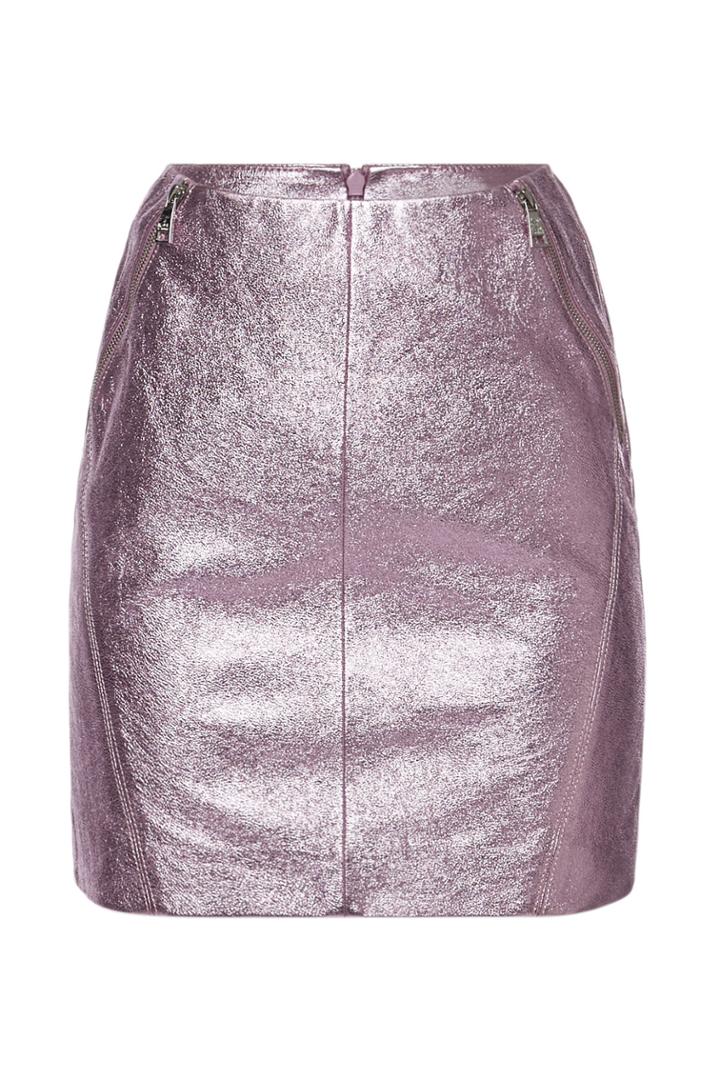 Karl X Kaia Gerber Karl X Kaia Gerber Metallic Leather Skirt