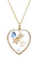 Loquet Loquet 14kt Heart Locket With Sapphire, Pearl And Diamonds - Multicolor