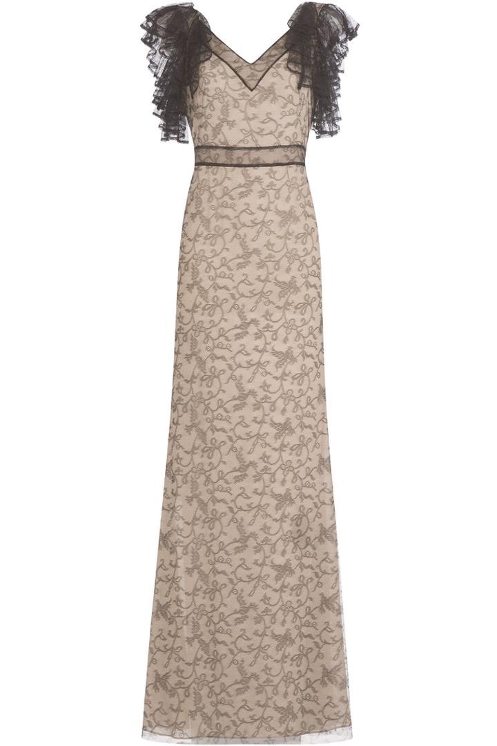 Alexander Mcqueen Alexander Mcqueen Floor-length Gown With Lace - Black