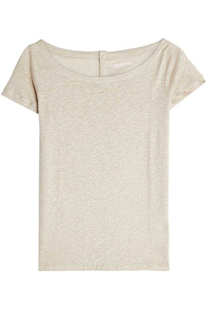 Majestic Majestic Linen T-shirt With Buttoned Back