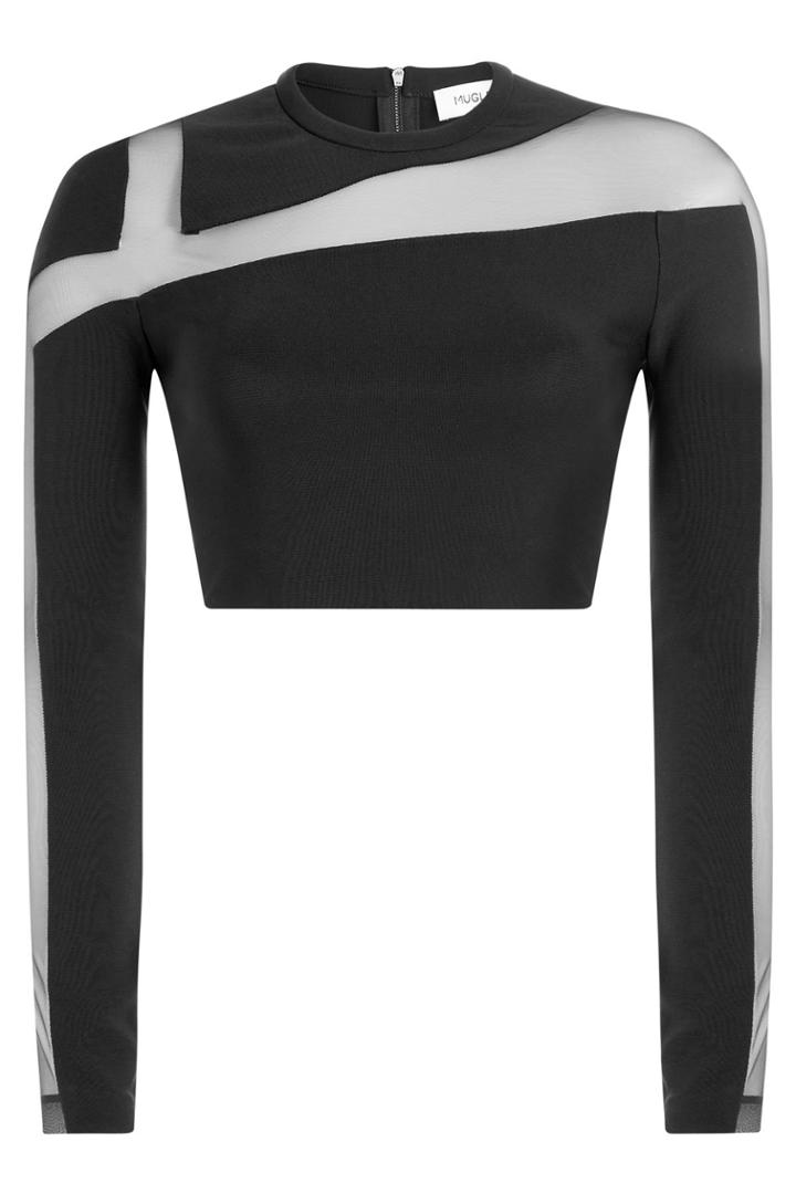Mugler Mugler Cropped Top With Sheer Insert