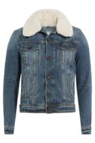 Ami Ami Denim Jacket With Detachable Textured Collar - Blue