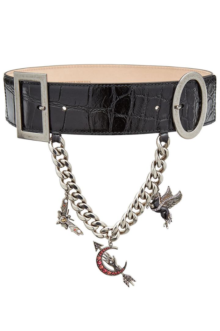Alexander Mcqueen Alexander Mcqueen Embossed Leather Belt With Charms