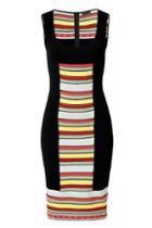 Fendi Black/multicolored Striped Panel Knit Dress