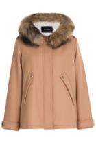 Tara Jarmon Tara Jarmon Wool Blend Jacket With Fur Trimmed Hood - Rose