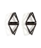 Lynn Ban Black Rhodium Silver Double Triangle Earrings