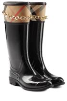 Burberry Shoes & Accessories Burberry Shoes & Accessories Patent Wellington Boots With Chain Embellishment - Black
