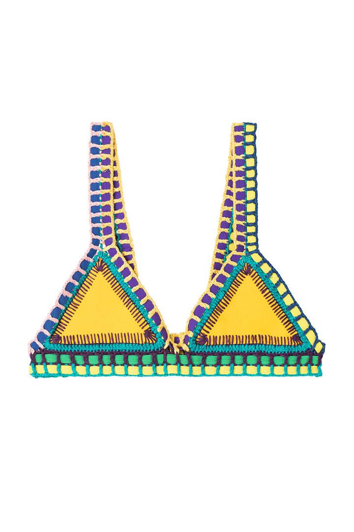 Kiini Kiini Ro Bikini Top With Hand Crocheted Trim - Multicolor