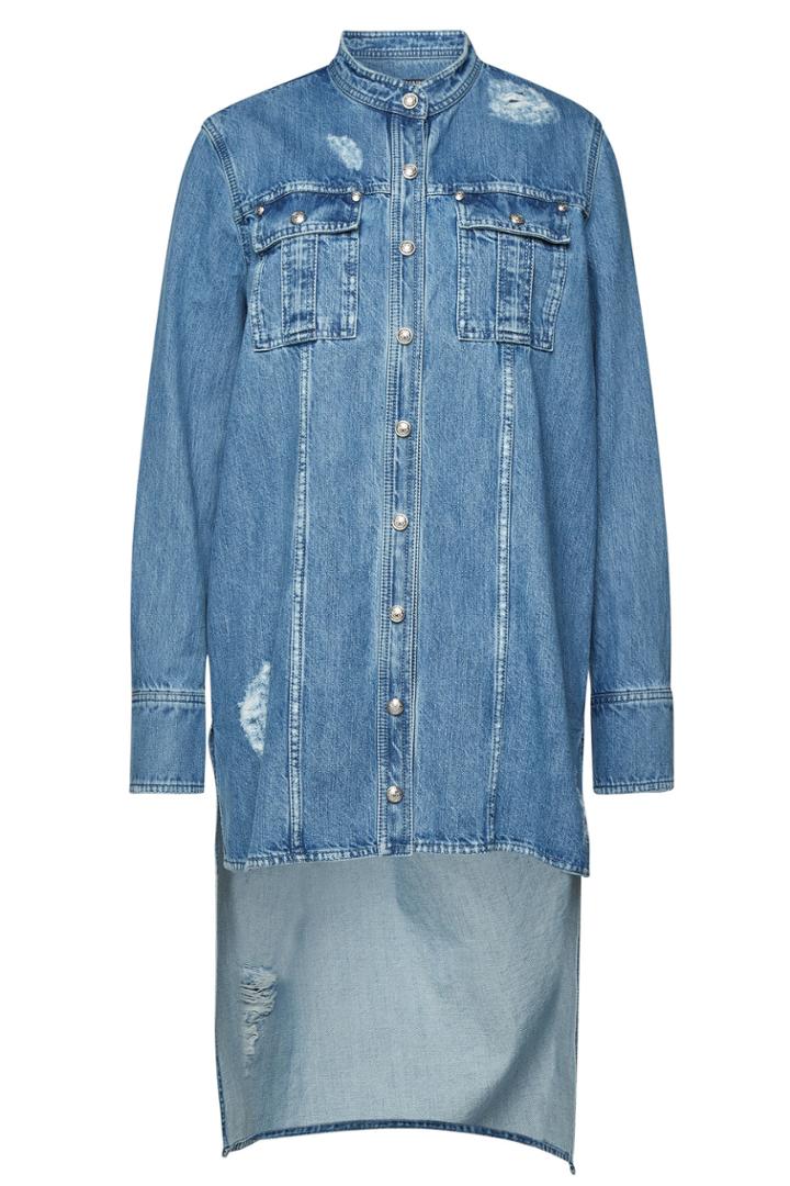 Balmain Balmain Denim Shirt With High-low Hem