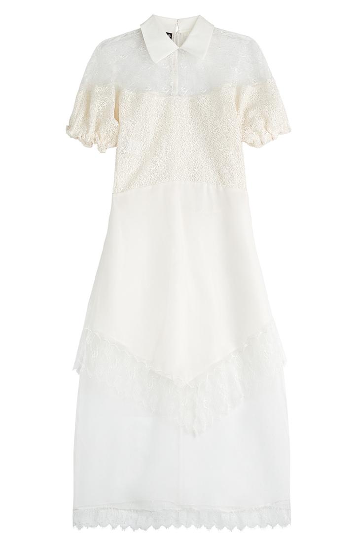 Rochas Embroidered Dress With Lace And Organza