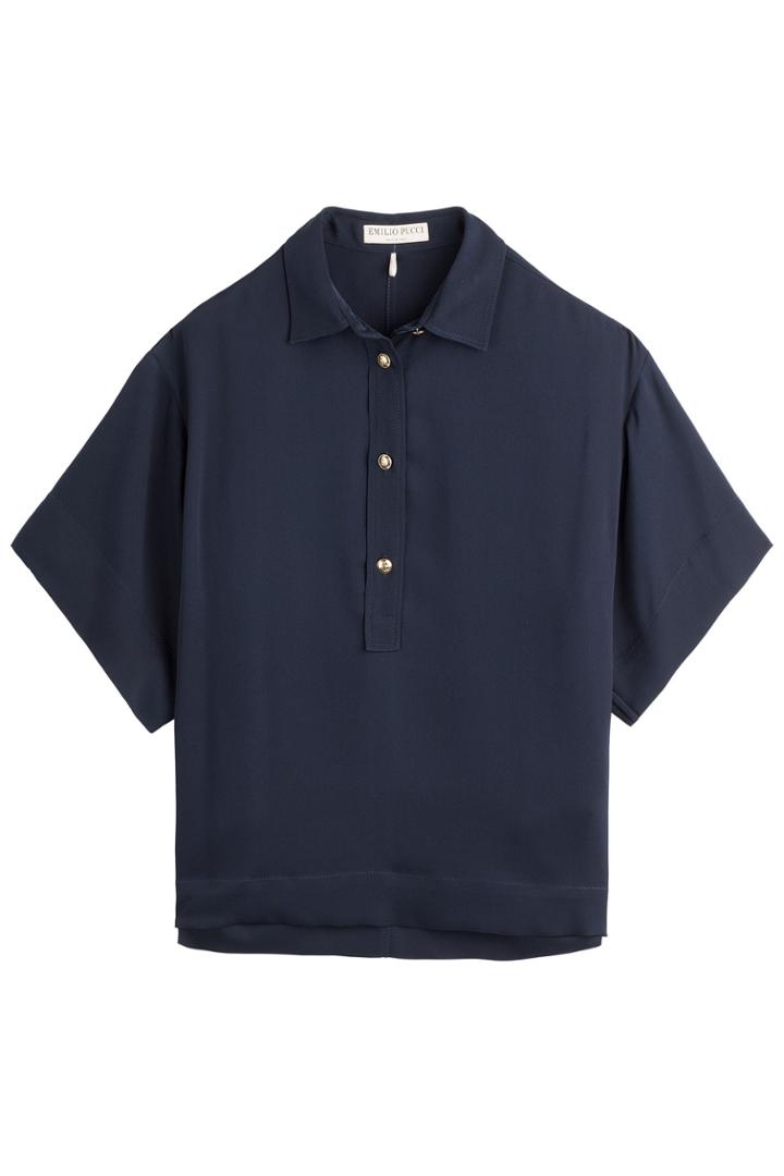 Emilio Pucci Emilio Pucci Stretch Silk Blouse - Blue