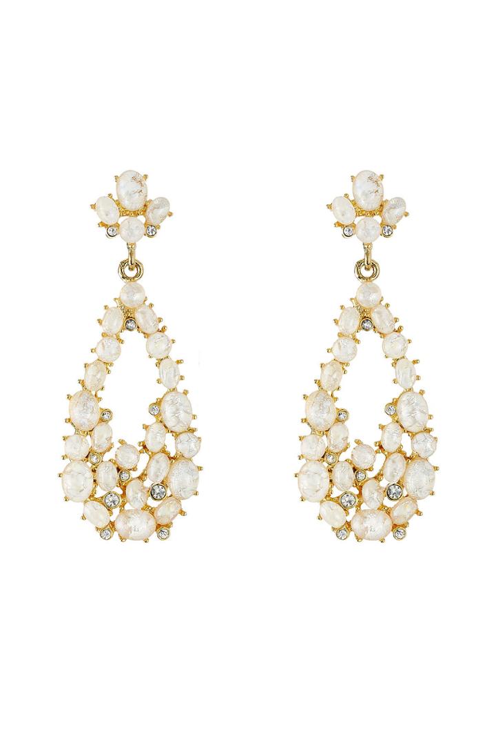 Kenneth Jay Lane Kenneth Jay Lane Pealized Drop Earrings With Crystal Embellishment