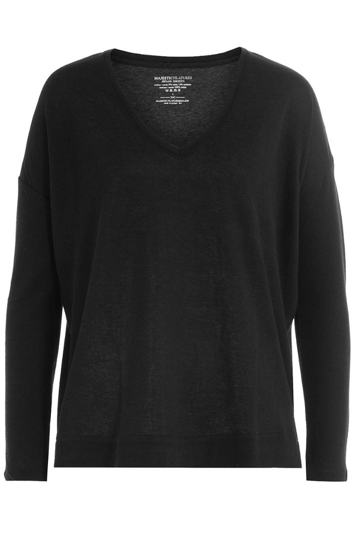 Majestic Majestic Cotton-cashmere Drop Shoulder Sweater