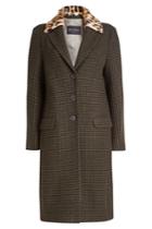Etro Etro Wool Coat With Leopard Printed Collar