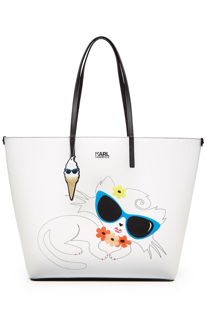Karl Lagerfeld Karl Lagerfeld Choupette On The Beach Shopper - White
