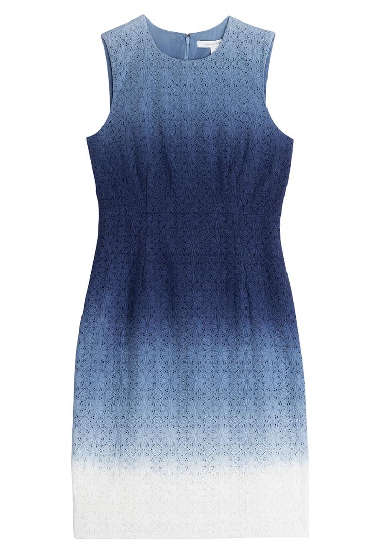 Diane Von Furstenberg Diane Von Furstenberg Ombré Cotton Sheath - Blue