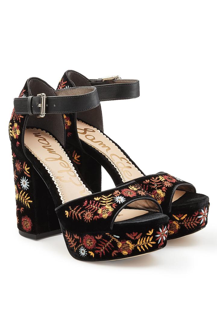Sam Edelman Sam Edelman Embroidered Velvet Platform Sandals