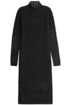 Mugler Mugler Wool Dress With Sheer Inserts - Black