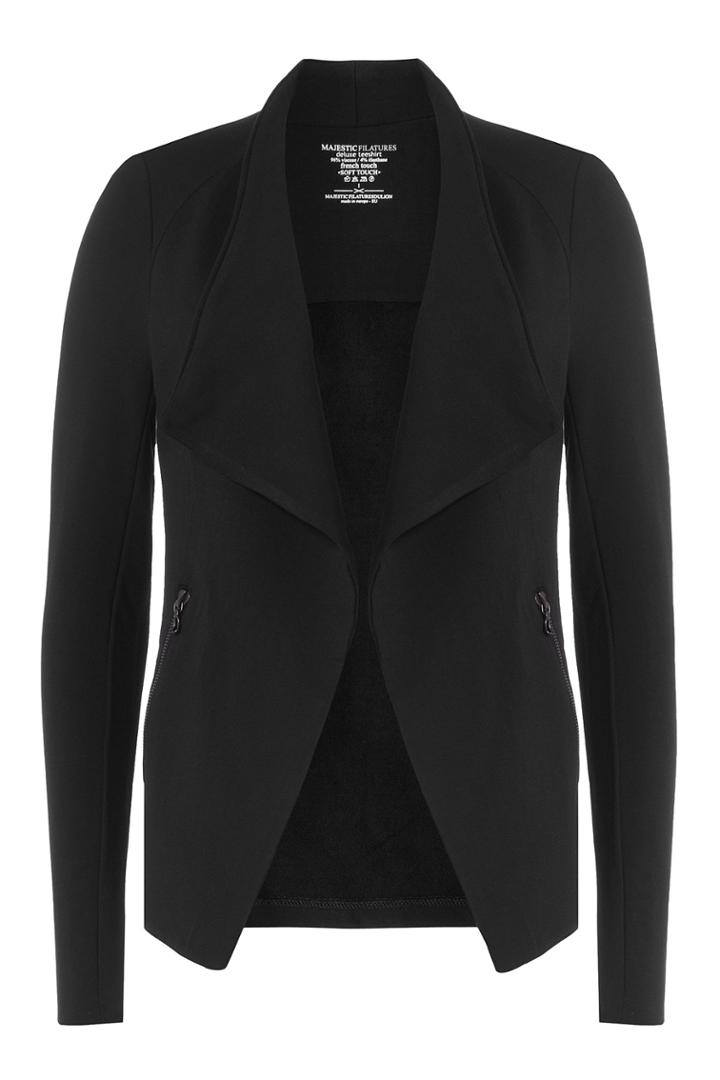 Majestic Majestic Draped Front Jacket - Black