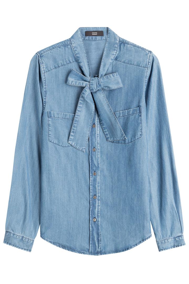 Steffen Schraut Steffen Schraut Denim Blouse With Bow - Blue