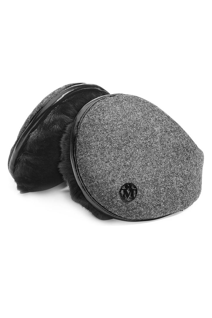 Maison Michel Maison Michel Wool Ear Muffs With Rabbit Fur - Black