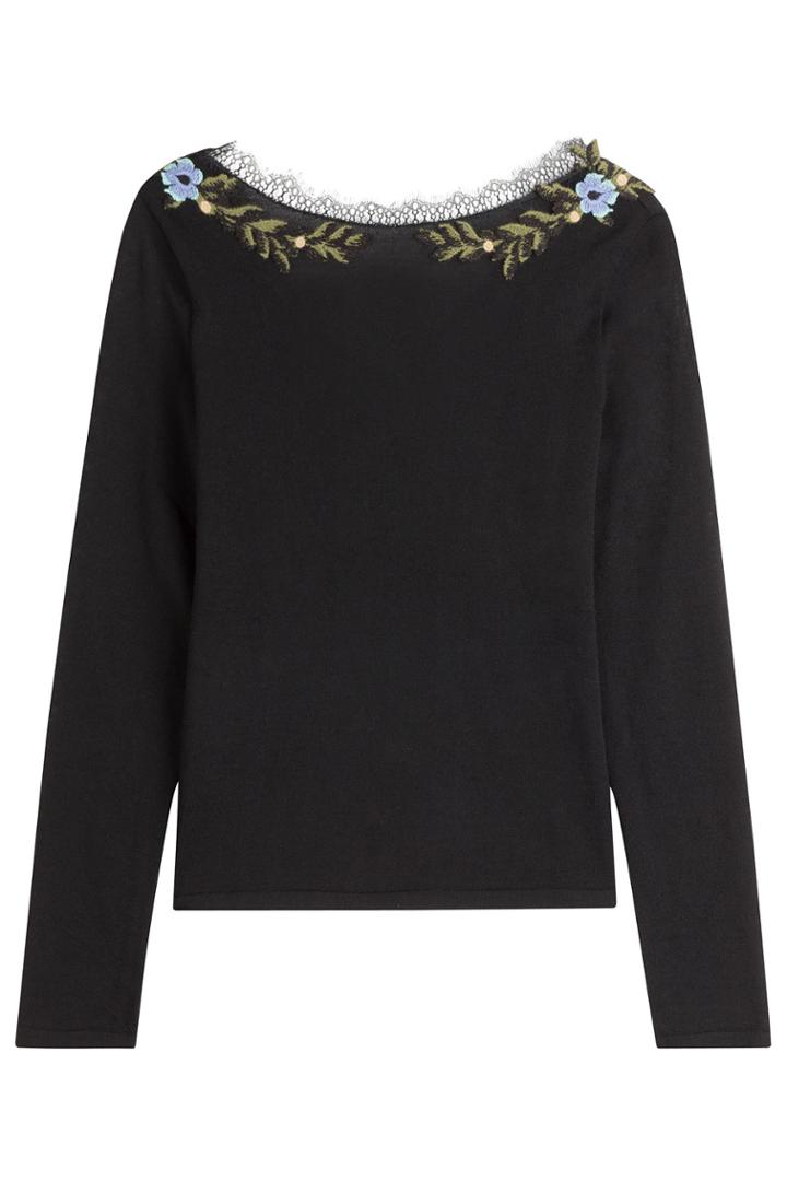 Alberta Ferretti Alberta Ferretti Wool Pullover With Embroidery And Lace Collar