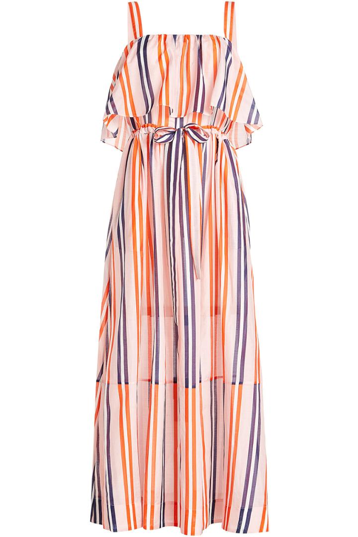 Diane Von Furstenberg Diane Von Furstenberg Striped Cotton Dress With Silk