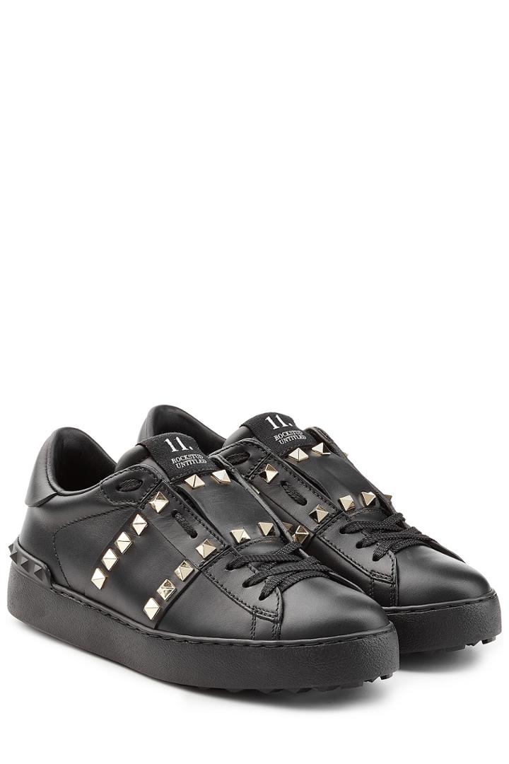Valentino Valentino Leather Untitled Rockstud Sneakers - Black