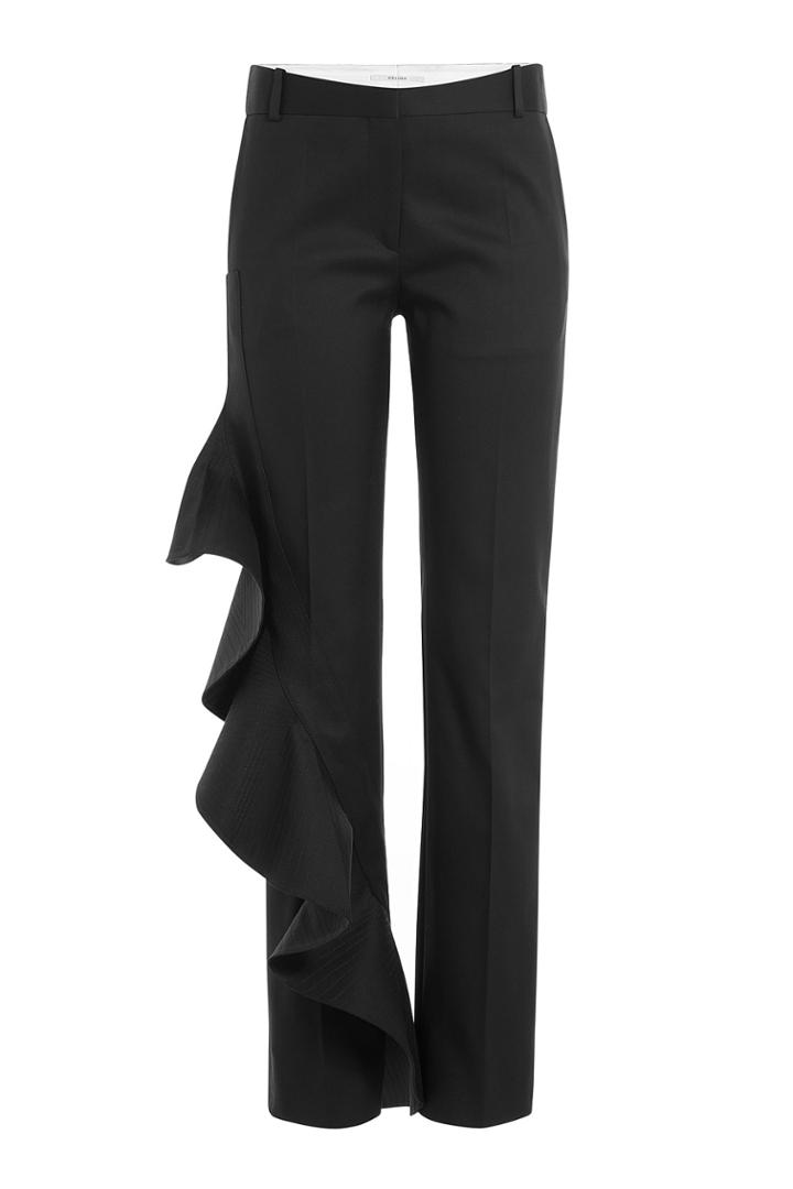 Céline Céline Straight Leg Cotton Pants With Ruffle - Black