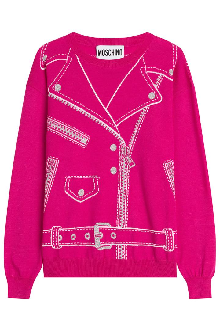 Moschino Moschino Wool Biker Jacket Pullover - Magenta