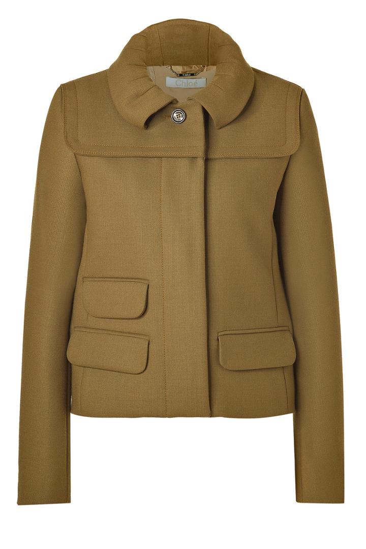 Chloé Chloé Moss Green Wool Jacket With Covered Button Tab