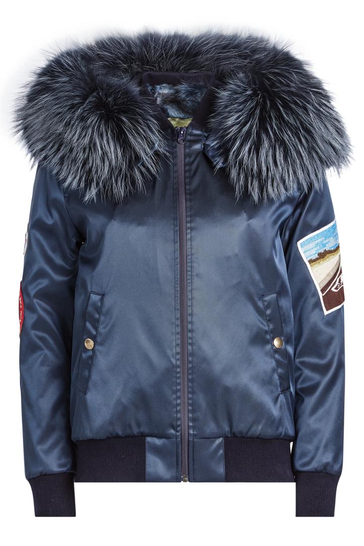 Mr & Mrs Italy Mr & Mrs Italy Satin Bomber Jacket With Fur-trimmed Hood